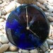 Fused Glass Clock "Starry Night", Blues with Dichroic Glass