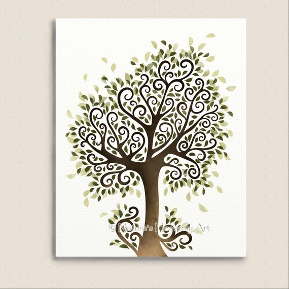 Whimsical Tree Art Print Nature Wall Decor by NaturesHeavenlyArt