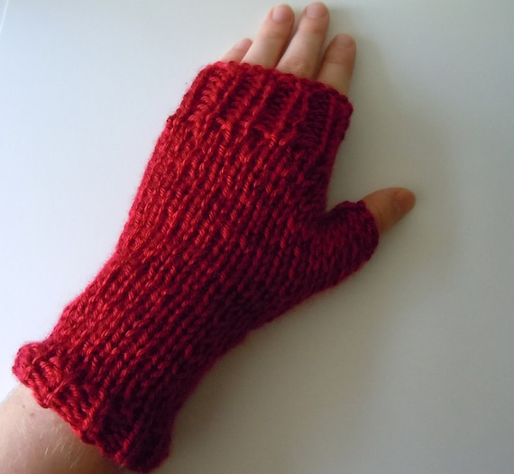 40% Off - Hand Knit Fingerless Gloves - with or without White Pom Pom