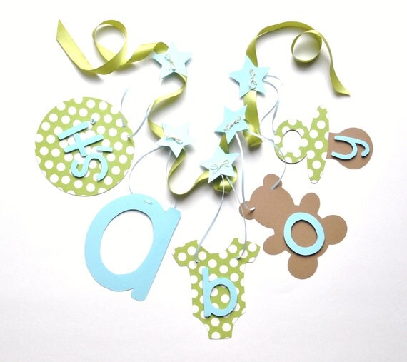 Baby shower decorations blue and green It's a boy by ParkersPrints