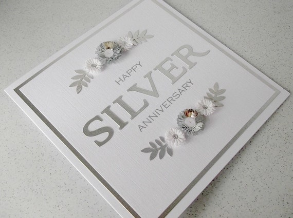 items similar to silver anniversary card 25th paper