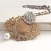 Statement Necklace Art Nouveau Necklace Rhinestone Necklace Peach Pearl Necklace Bridal Necklace French Necklace - Emmaline