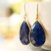 Blue Sapphire Quartz Teardrop Earrings - September Birthstone - Sapphire Blue