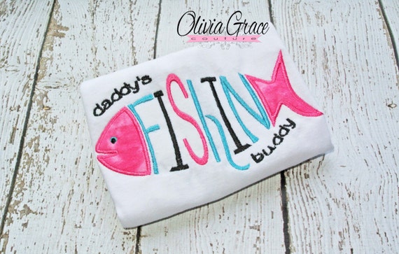 Daddys Fishin Buddy - Girl version, Embroidered Applique Bodysuit or Shirt Il_570xn