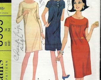 Vintage 1966 Scoop Neck Sheath Front and Back Yoke Back Buttons...McCalls 8505 Bust 34