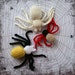 Set of three handmade crochet spiders