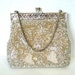 Vintage 1950s Beaded Purse Silver Filigree Frame Kiss Lock Wedding Bridal Party purse