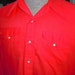 True VINTAGE Mens H Bar C Red Western Shirt with Pearl Snaps - Size L