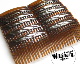 12 Tortoise Brown Plastic Hair Combs for Fascinators and Millinery (2 3/4" Wide)