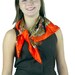 Vintage 70s large green scarf - orange and green scarf - square scarf - paisley scarf - acetate scarf - made in Japan - rolled hem