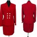 Vintage Halston suit, red suit, double breasted jacket, Size 12