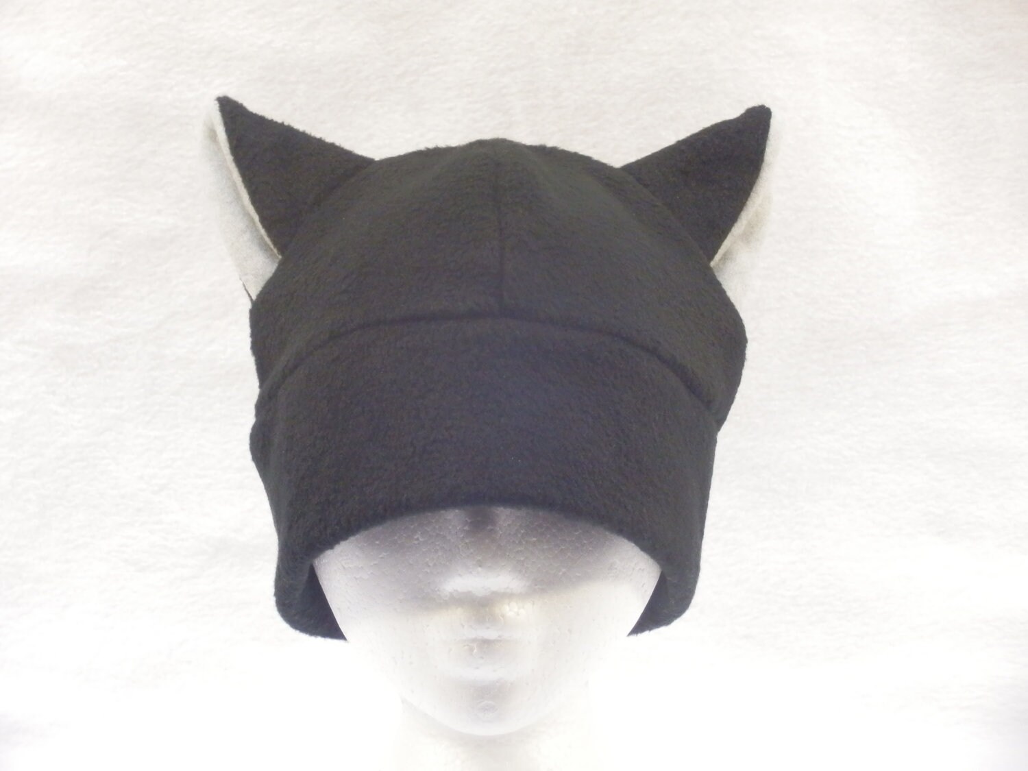 Black Cat Hat Mens Womens Cat Ear Beanie by Ningen Headwear