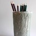 Rustic pencil holder / pen cup / office decor / green and white / painted pencil cup