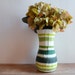 White and Green Vase / Painted Vase / neutral green home decor
