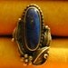 Southwest Sterling Silver Lapis Lazuli Leaf Scroll Squash Blossom Ring