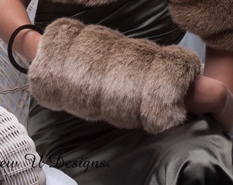 Frosted light brown Faux fur Muff winter wedding formal handwarmer Regular size