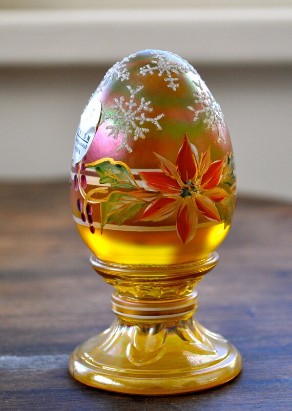 Vintage Fenton Glass Christmas Egg Iridescent Fenton Egg with