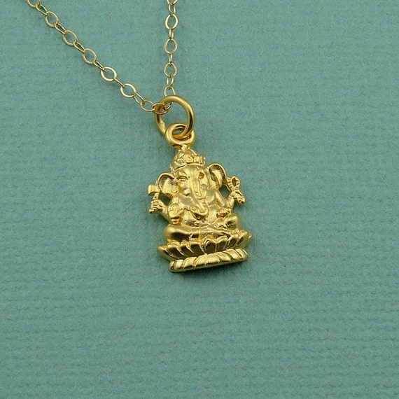 Tiny Gold Ganesh Necklace gold elephant necklace by TheZenMuse