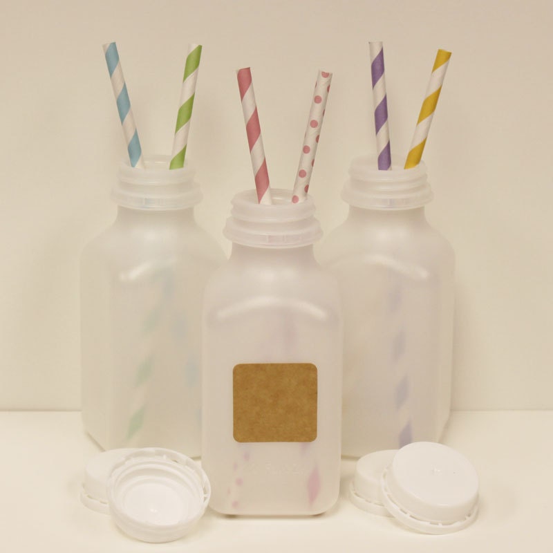 Milk Bottles 10 12 0z. Plastic Milk Beverage by ThePartyFairy