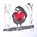 Big Hearted Robin Lino Cut Print