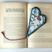 Valentine Heart Bookmark: Fabric wih Flowers and Lady Bugs, turquoise