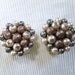Vintage Clip On Earrings Pink Gray Beads Japan Round Costume Jewelry Stamped