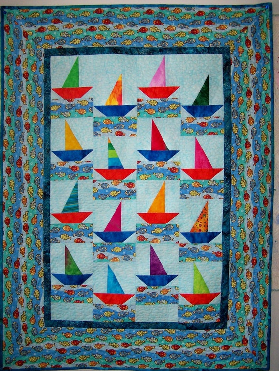 Baby boy quilt Sailboats