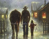 Cowboy and Girl Art Print dad and daughter cowboy paintings, cowboy images western farmer horse, farmer, daughter, Vickie Wade art Cowboy and Girl Art Print dad and daughter cowboy paintings, cowboy images western farmer horse, farmer, daughter, Vickie Wade art