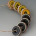 Rustic Gears - (8) Handmade Lampwork Beads - Tumble Etched - Ochre, Yellow, Russet, Black