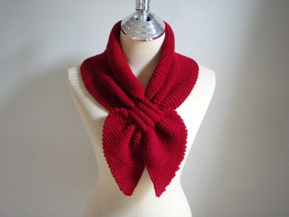 Red Knitted ScarfNeckwarmerwomen warm by Namaoy on Etsy