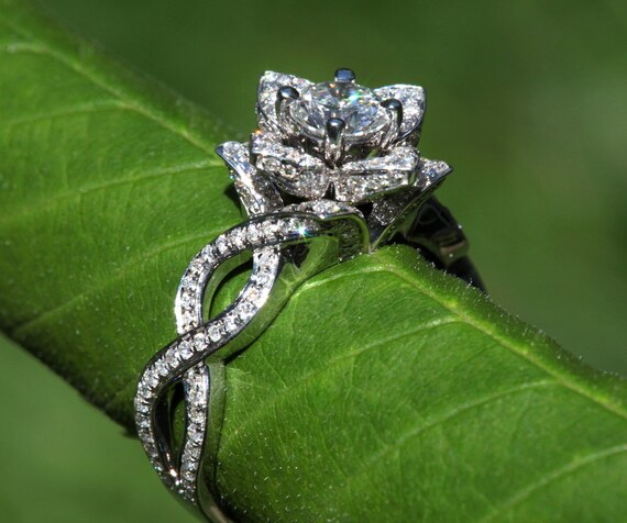 love in bloom unique flower lotus rose diamond engagement or right hand ring 14k - Lotus Wedding Ring love in bloom unique flower lotus rose diamond engagement or right hand ring 14k - Lotus Wedding Ring