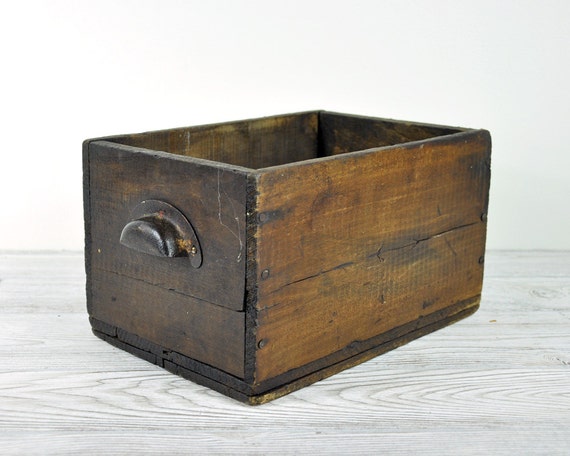 Vintage Rustic Wood Box / Industrial Storage