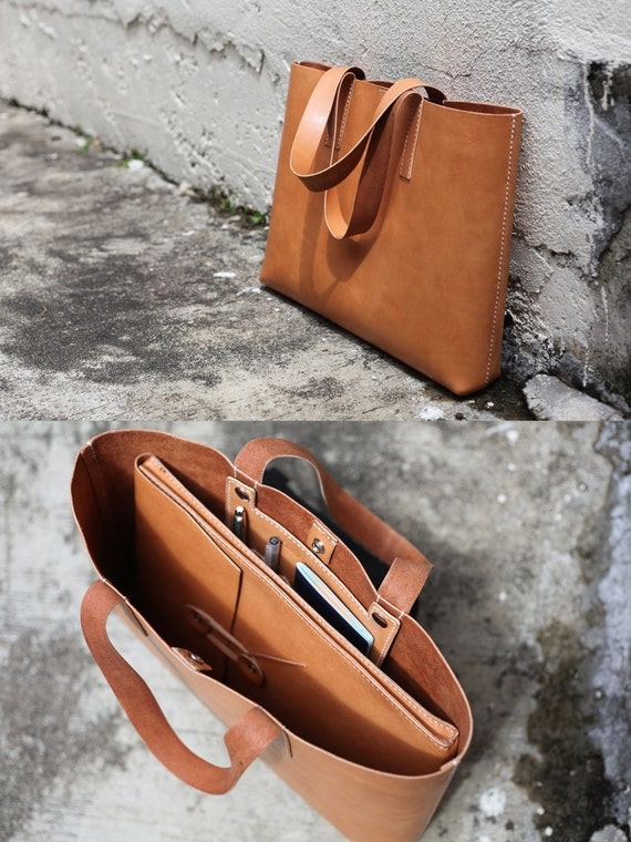 Handmade Leather Tote Bag made to order by LoraynLeather 