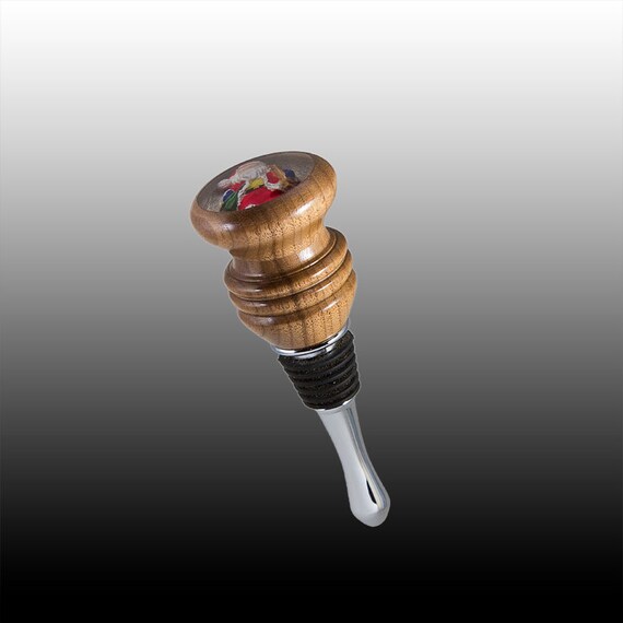 Santa Wine Bottle Stopper hand turned wood lathe