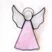 Angel suncatcher pink ornament, stained glass decoration window art faith