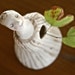RESERVED : Porcelain vase 6 "Flowers to her striped dress" handmade OOAK