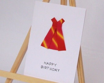 Origami Card - Party Dress - Happy Birthday C6 Size