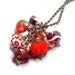 Lampwork Bundle Pendant With Furnace Glass, Orange and Red, FREE CHAIN