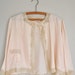 vintage 1940s 40s bed jacket / 1940s pastel pink silk lace bed jacket / Be Mine