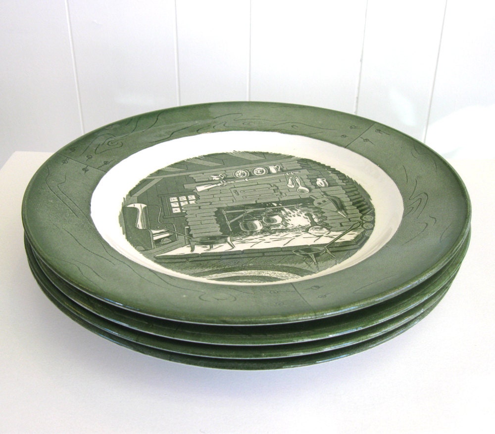 Vintage Colonial Homestead by Royal Dinner Plates set of 4