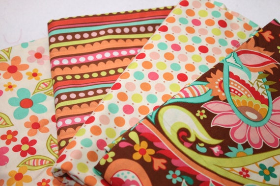 Fabric Bunting - Brown, Pink, Orange, Turquoise Il_570xn