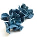 Blue leather flower stud earrings