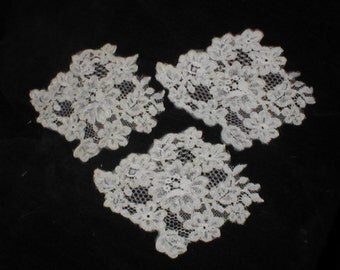 lot of 3 vintage IVORY Alencon Lace Appliques