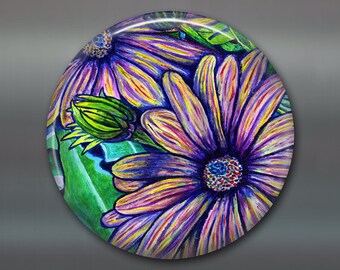 giant magnet, kitchen decor, purple daisy decor, fridge art,  flower magnet, purple flower decor, fridge magnet, purple decor MA-501