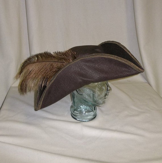 Brown Felt Pirate Hat Classic Tricorn with by RoyalHouseOfWhimsy