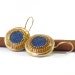 Blue Earrings, gold Dangle earrings, circle earrings, 22K plated sterling silver, classic earrings, resin earrings, OOAK earrings