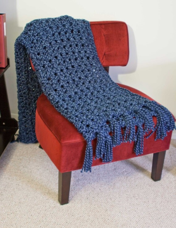 Denim Twist Throw/Lap Blanket Handmade Crochet by 2amandas