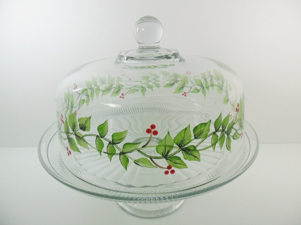 Cake Stand Dome Hand Painted