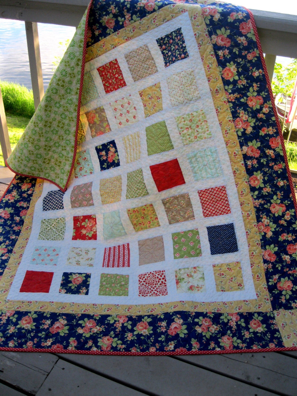 Simply AVALON 54x60 quilt in soft green yellow by pinetreelodge