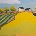 Geometric Farm Landscape Painting 24x24 Oil Painting on